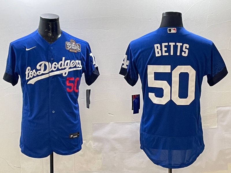 Men Los Angeles Dodgers #50 Betts Blue City Edition Elite Nike 2025 MLB Jersey style 3